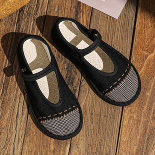 2025 New 625 Hand-Stitched Plaid Old Cloth Shoes Different Rubber Soft Sole Breathable Women's Shoes