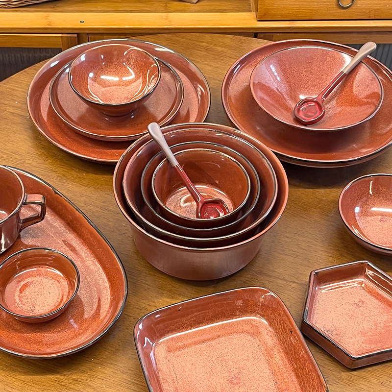 French Retro Palace Style Ceramic Stoneware Tableware High-End Tableware Coffee Cup and Saucer Steak Plate Dessert Plate Home