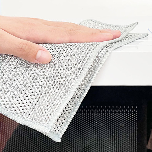 Single-sided silver wire dishcloth, household department store wholesale kitchen stove dishwashing non-stick oil cleaning cloth steel wire dishwashing cloth