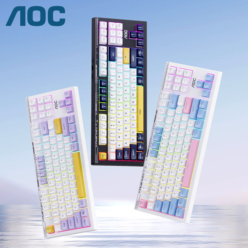 Aoc Gaming Keyboard with Rainbow Backlighting, Rgb Mechanical Feel, Wired Keyboard, Quiet Typing, Suitable for Gaming and Office Use Aoc Gaming Keyboard with Rainbow Backlighting, Rgb Mechanical Feel, Wired Keyboard, Quiet Typing, Suitable for Gaming and Office Use