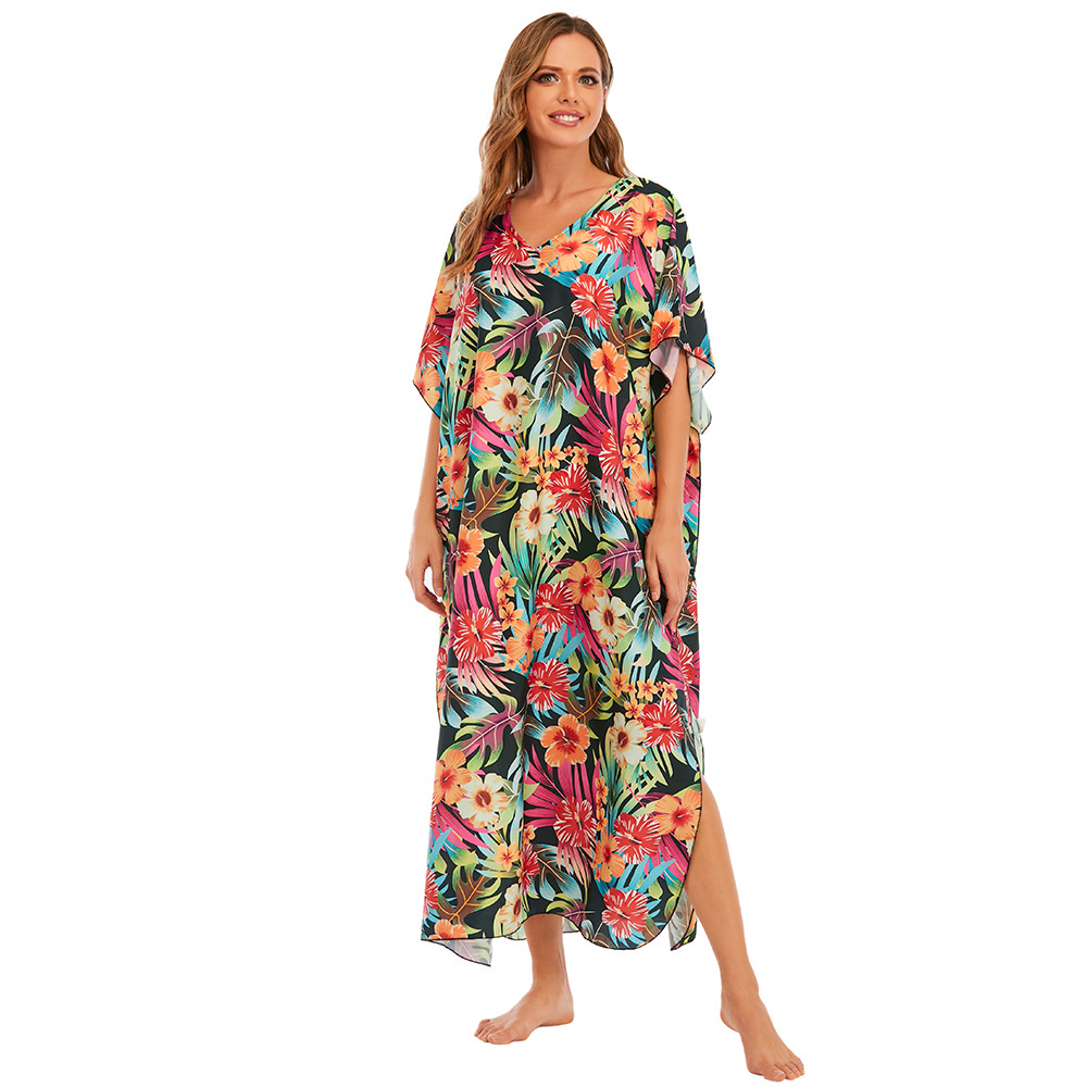 Beach cover-up impreso traje suelto vestido de fiesta bikini protección solar camisa traje de baño cover-up transfronterizo amazon HY