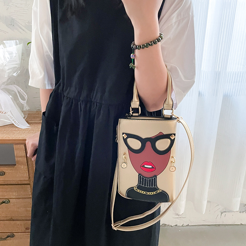 345g Weight Cotton Lining Material Sewing Thread Fashion Element Zipper Closure Type Single Shoulder Strap Strap Type Crossbody Bag Bags Type Casual, Shopping Occasion Pu Leather Material Human Pattern All Seasons Season Women's Gender Streetwear Style Square Shape Medium Size Women's Medium Pu Leather Human Streetwear Sewing Thread Square Zipper Crossbody Bag 112