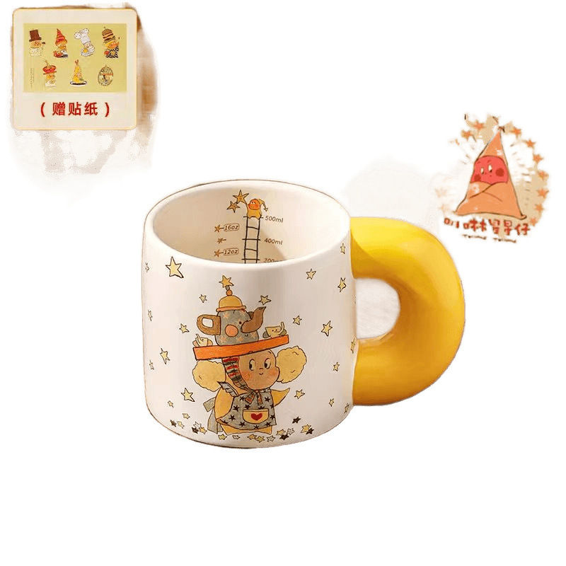 [Explosión de venta caliente] estrella de dibujos animados tazas de leche tazas de cerámica tazas de desayuno retro tazas de agua para niños comida