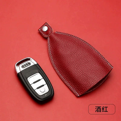 unisex, pull-out style, cowhide key – Static Rod/Key Bag - wine-red