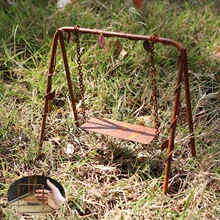 Miniature Swing Rusty Metal Mini Fairy Garden House Tree�羳