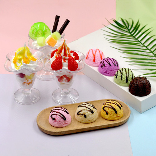 PVC simulation ice cream ball cup cold drink model fruit fancy fake ice cream dessert decoration photography props