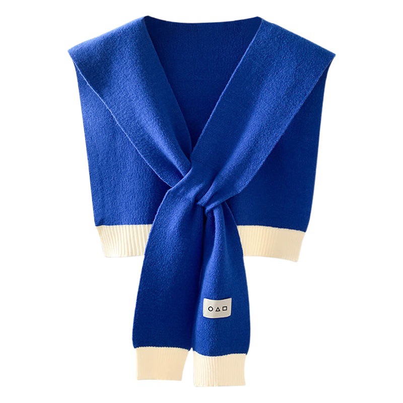 Color Matching Small Shawl Women's Spring Exterior Waistcoat Korean-style All-match ins Chaodong Gate Internet Popular Knitted Wool Scarf