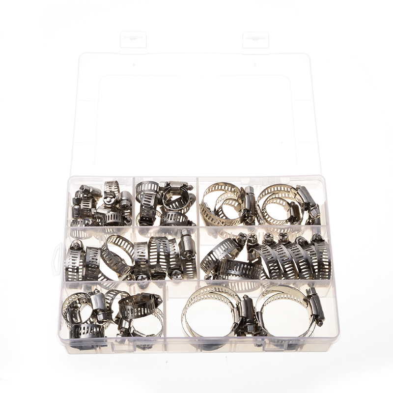 Abrazadera de manguera americana de acero inoxidable 60 piezas en caja abrazadera de combinación abrazadera de aro conjunto de suministro transfronterizo