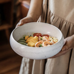 侘寂风素白陶瓷大碗创意钵形沙拉碗家用圆形菜碗面碗日式餐具批发