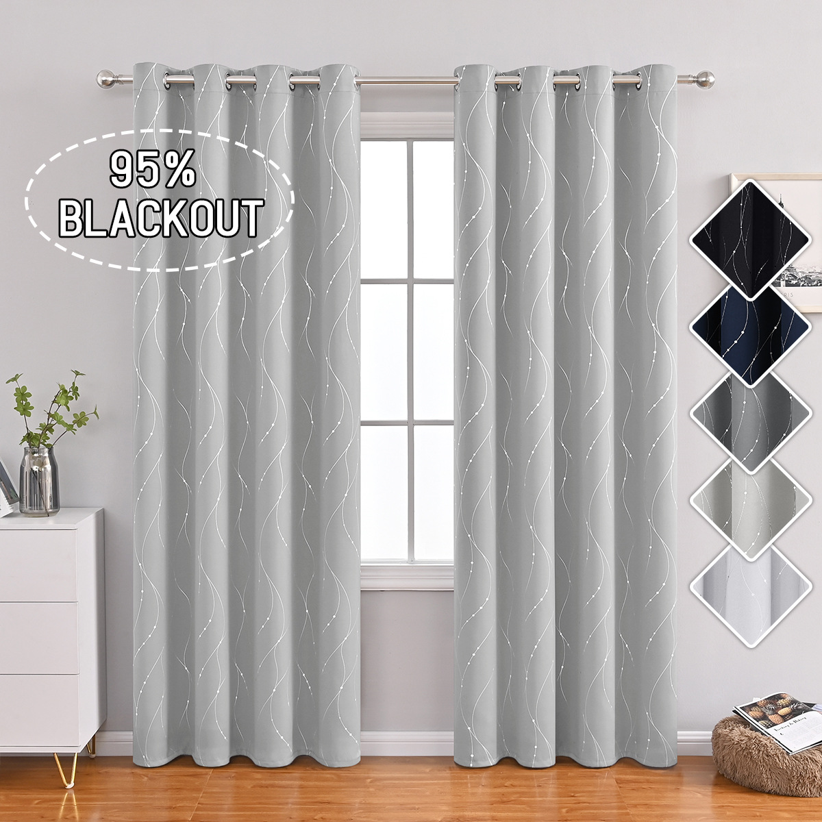 Amazon Cross-border Silver Meteor Cortina de alta precisión Sala de estar Protector solar Cortina terminada TEMU Spot