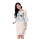 Yao Ting Simple Casual Loose Spring and Summer New Home Clothes Color Crewneck Nightdress Age-reducing Pajamas 3523