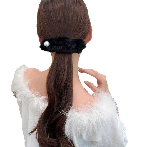 Autumn and winter pearl hair hair clips for women with hair on the back of the head, one-word gripping clips, temperament plush hair clips, duckbill clip headwear