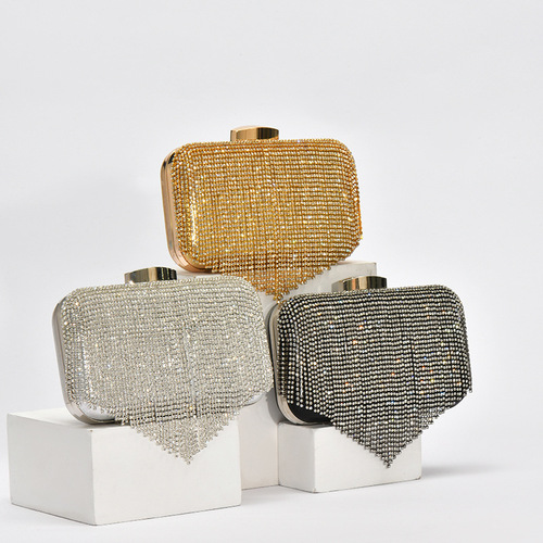 Celebrity Rhinestone Sparkling Tassel Evening Bag Clutch Bag Banquet Bag Evening Bag Bridal Crossbody Bag Manufacturer Wholesale
