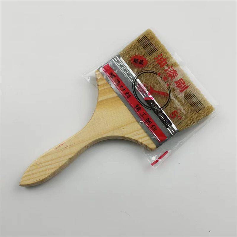 Fuente de la fábrica mango de madera cepillo de pintura de 4 pulgadas cepillo de pintura cepillo marrón cepillo de pared herramienta de cepillo barbacoa marina