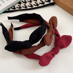 Pure Color Bow Hair Band for Women, Korea Dongdaemun, Universal for Outdoors, Anti-Slip Hair Accessory