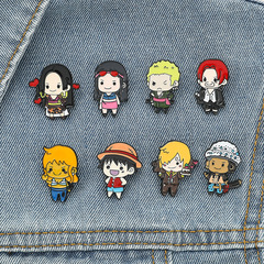 Q-version One Piece Luffy Metal Brooch Anime Pirate King Luffy Sanji Zoro Chopper 2D Cute Pin Badge