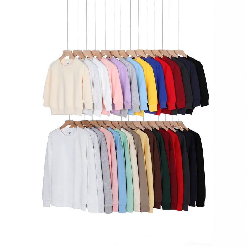 Popular 350g Heavyweight Cotton Parent-Child Casual Solid Color Crewneck Sweatshirt Unisex Trendy Brand Loose Children's Top Custom-Made Popular 350g Heavyweight Cotton Parent-Child Casual Solid Color Crewneck Sweatshirt Unisex Trendy Brand Loose Children's Top Custom-Made