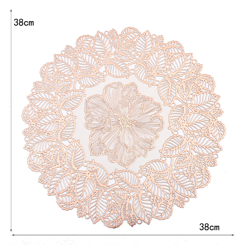 Amazon estilo francés almohadilla de comedor de PVC redonda impresión hueco almohadilla aislante de comida occidental de alto nivel almohadilla aislante de restaurante de lujo ligero