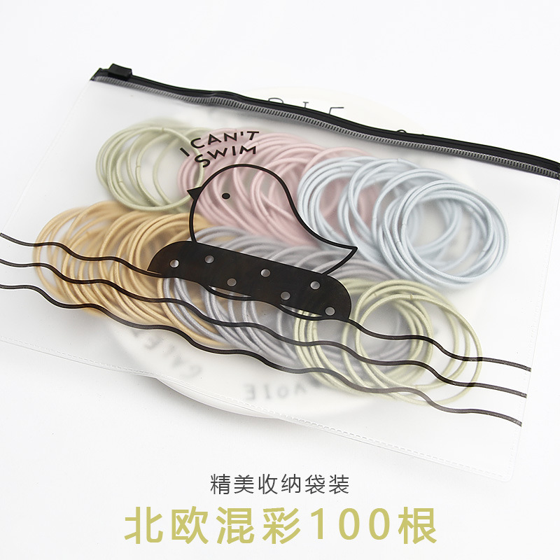 Estilo coreano simple cuerda de pelo de la muchacha de alta banda de goma elástica bolsa de aves banda de pelo sin costura básica cuerda de pelo tocado banda de pelo