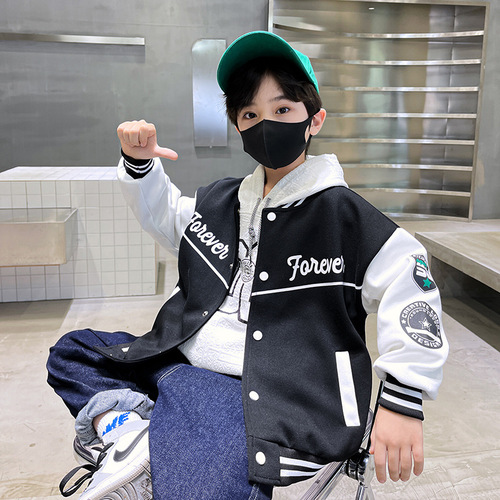 Children's clothing boys' autumn baseball jacket new style 2024 boys' middle and large children's jacket spring and autumn style children's autumn and winter trend 