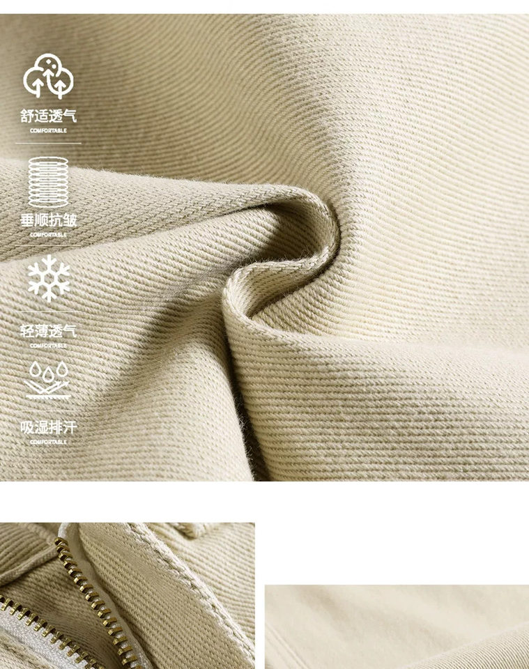 Quần jean nữ ống đứng cạp cao màu kaki dáng suông tôn dáng — Màu kaki [Kiểu dáng thông thường], Màu kaki [dáng dài], Màu kaki [dáng lửng] chi tiết 10