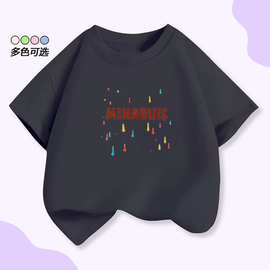 儿童夏季百搭t恤中大童新年红色时尚短袖纯棉上衣服来图定制印花