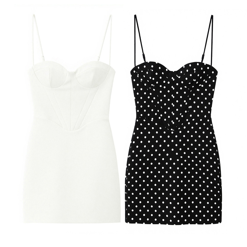 Foreign Trade Wholesale Spring New European and American Style Polka Dot Print Spaghetti Strap Mini Slip Dress 2637111