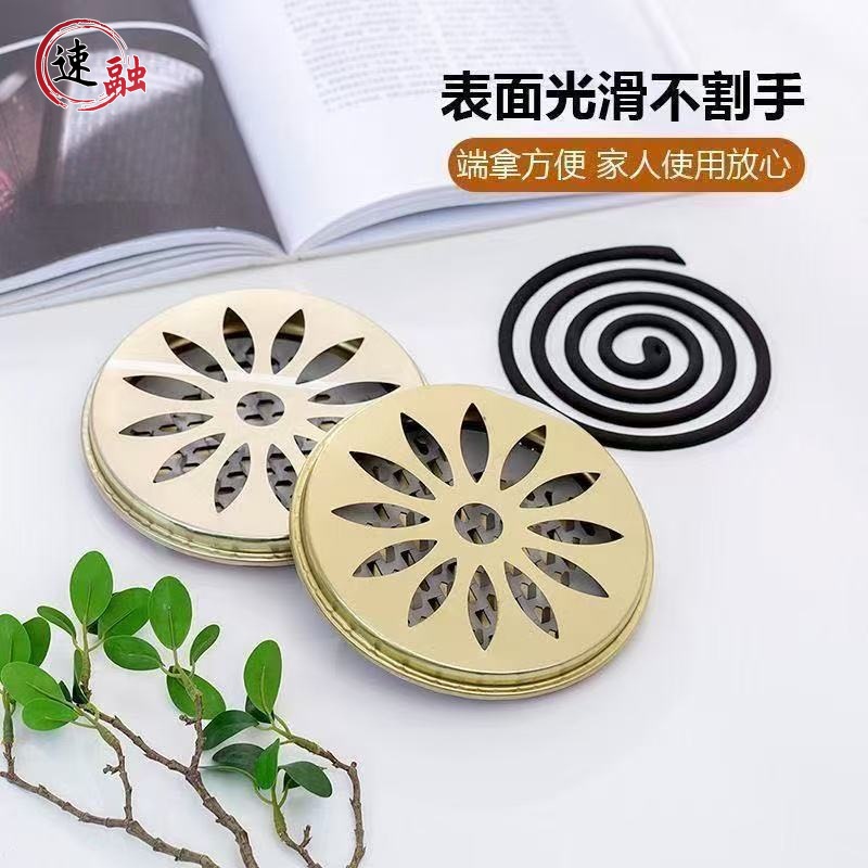 Stainless Steel Mosquito Coil Holder with Safety Cover, Fireproof Mosquito Coil Household Ash Catcher, Incense Burner, Creative Portable Mosquito Coil Stand