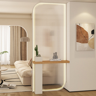 Cream-Style Changhong Tempered Glass Screen for Living Room, Bathroom, Entrance, Stainless Steel Wrought Iron Partition Wall