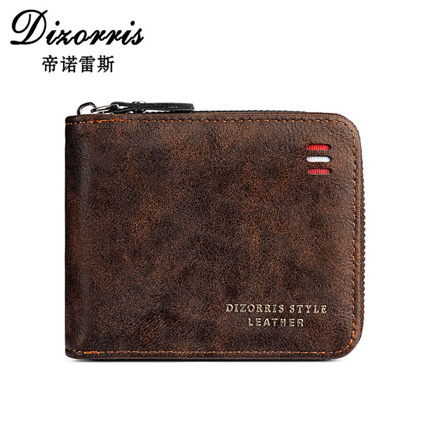 classic retro short fashionable wallet with zipper