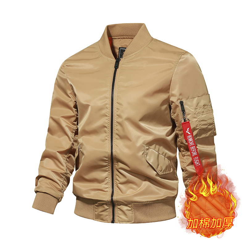 Chaqueta de vuelo transfronteriza hombres [Algodón/delgada] Primavera y otoño MA1 Fuerza Aérea chaqueta de béisbol uniforme color sólido chaqueta japonesa hombres