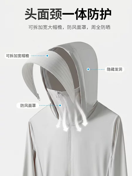 Summer outdoor ice silk sunscreen clothing wholesale sunscreen top women's UV protection light breathable skin clothing men's coat