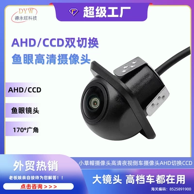High-Definition Fisheye Car Camera Small Straw Hat High-Definition Night Vision Reversing Camera Dual-Switch Car Camera
