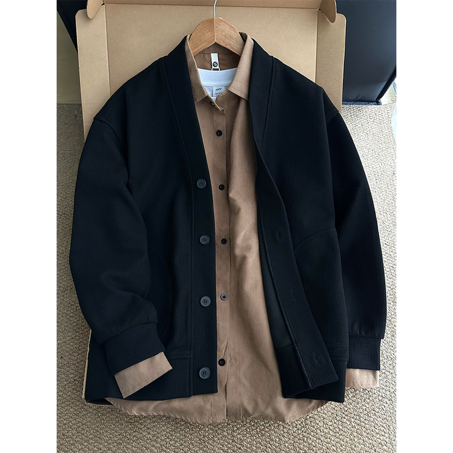 Cardigan Jacket for Men, Casual Spring and Autumn, Loose Fit, Unique Design, High-End Button-Up, Trendy Casual Sweatshirt Jacket
