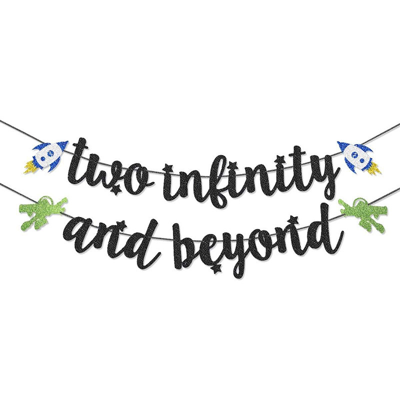 2 cumpleaños decoración de fiesta de cumpleaños para niños bandera tirar de la bandera 2024 nuevo flash patrón de la venta caliente transfronteriza