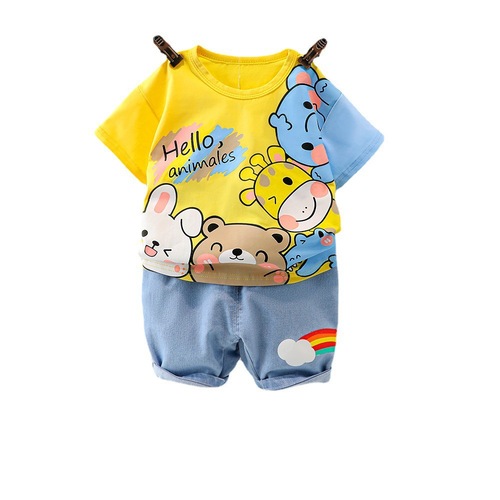 2021男童时尚两件套男宝宝洋气时髦童装夏季4韩版短袖3岁套装代发