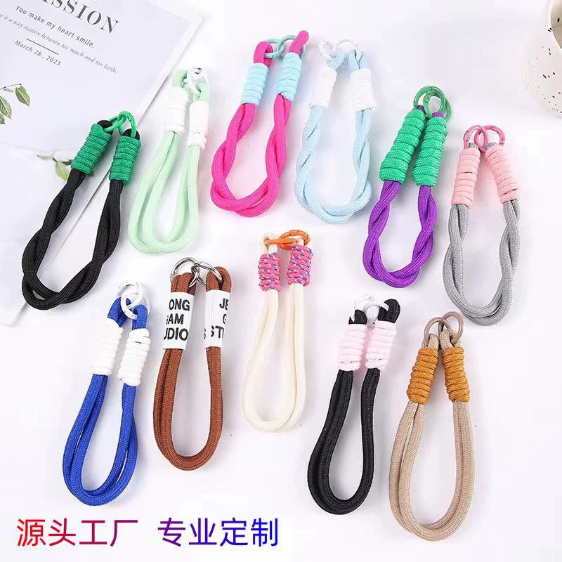 Короткий плетеный ремешок для мобильного телефона, веревка на запястье, чехол для мобильного телефона, аксессуары, съемная ручная веревка, анти-потерянный контрастный цвет, подвесная цепочка, веревка для чайника для воды