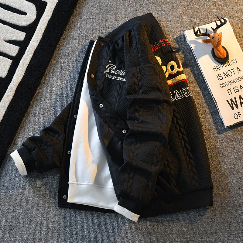 American-Style Knitted Embroidered Baseball Jacket for Men and Women, Couple's Trendy High Street Loose Casual Sweatshirt for Spring and Autumn