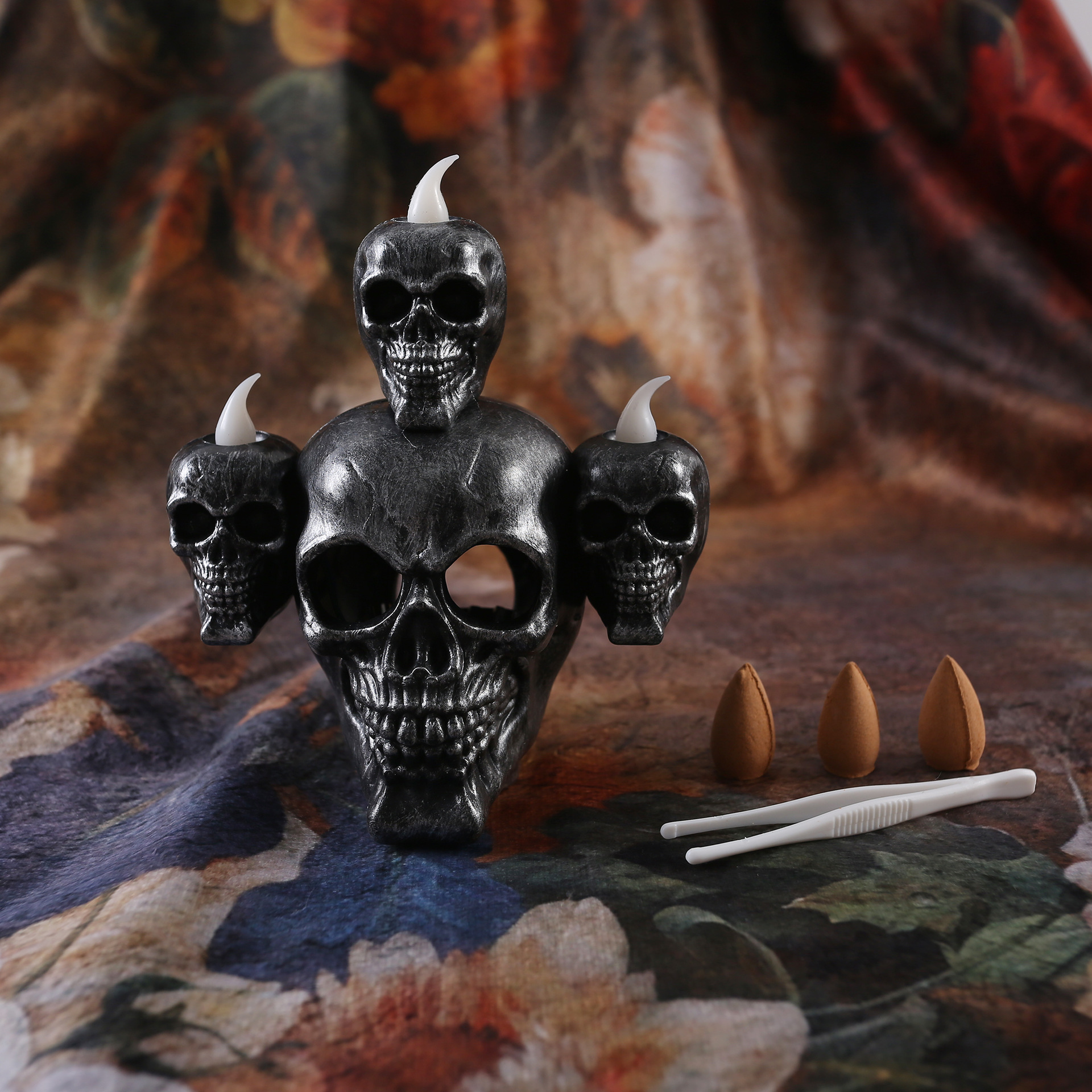 Halloween nuevo humo niebla lámpara horror cráneo lámpara calabaza lámpara LED electrónica vela lámpara accesorios de decoración de la casa
