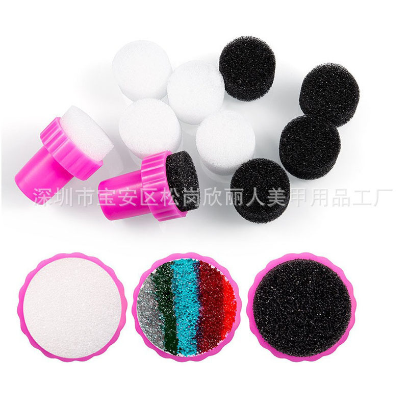 nail Art Gradient Sponge Stamp White Sponge nail Art Stamp nail Stamp Tool with 5 Stamp Cotton nail