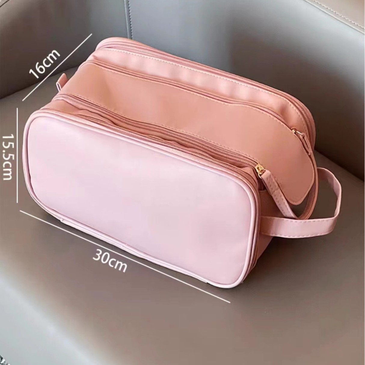 Capacious cosmetic bag
