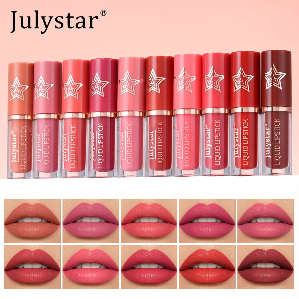 Cross-Border Foreign Trade Natural Three-Dimensional Matte Lip Gloss Star Lip Glaze Moisturizing Long-Lasting Non-Fading Non-Stick Cup Lipstick