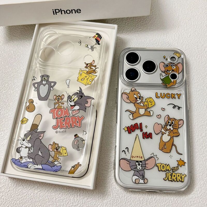 Couple Tom and Jerry Suitable for Apple 17Promax Mobile Phone Case Ip16 Cartoon 15 Transparent Space Case 14 Soft 13