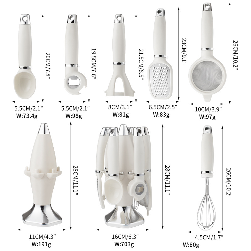 Juego de 7 piezas de utensilios de cocina de Amazon, utensilios de cocina para el hogar, cuchillo de cocina, batidor, rallador, juego de lanzacohetes