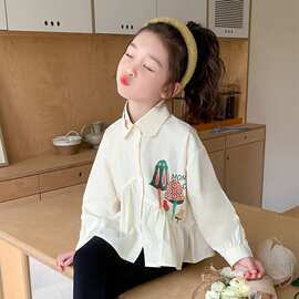 女童衬衫春装新款洋气女宝宝时髦上衣小童衣服春秋季儿童衬衣其他