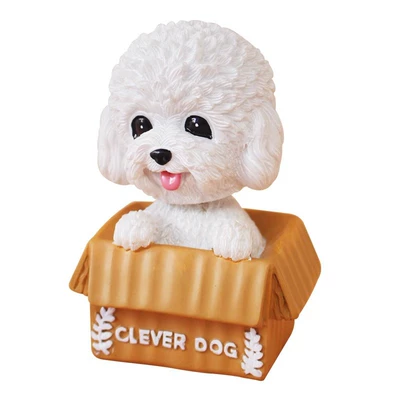 Cute diamond shaking head teddy dog car ornaments car interior accessories creative car center console decoration supplies (Other Automotive Interior Supplies) - white-teddy-dog-no-diamonds