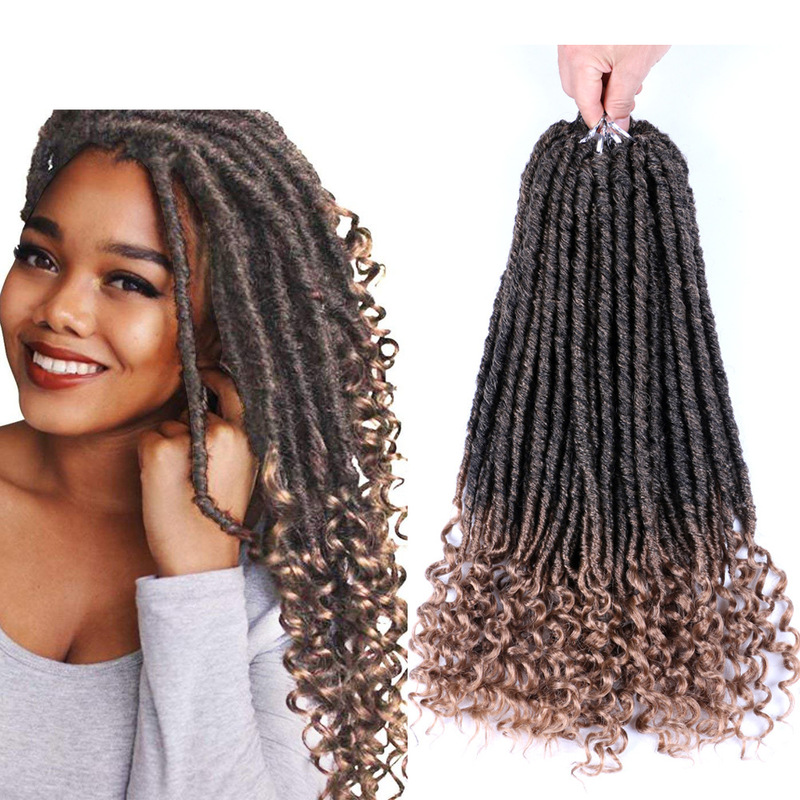 Foreign Trade 18 Inch Curly Goddess Faux Locs Crochet Braid Wig Dirty Braid Extended Braid in stock Foreign Trade 18 Inch Curly Goddess Faux Locs Crochet Braid Wig Dirty Braid Extended Braid in stock