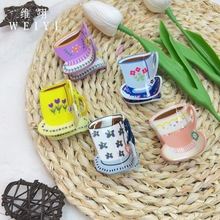 新款甜美清新咖啡杯花朵抓夹多巴胺少女鲨鱼夹可爱发抓马尾夹发夹