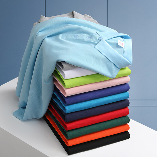 Custom printed logo t-shirt with ribbed collar, short sleeve polo shirt, cultural shirt, work uniform, embroidery.