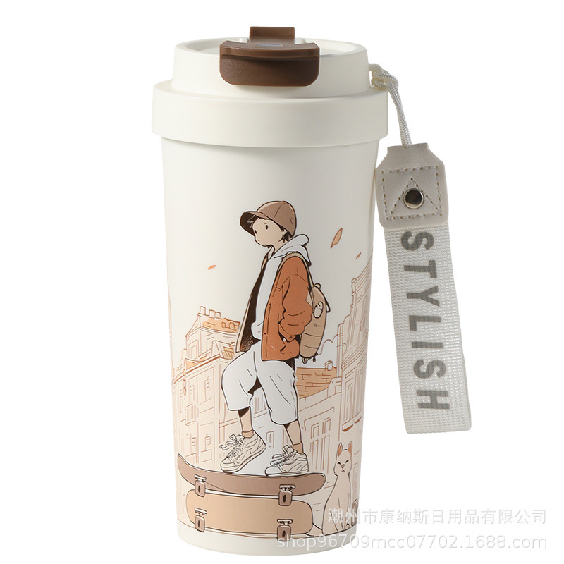 【非コーティング】純陶磁器内胆大容量コーヒーカップ高颜値創意新作シンプルレトロ水コップ|undefined